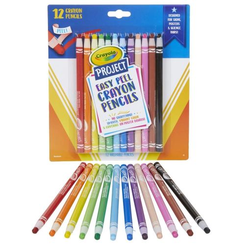 CRAYOLA - EASY PEEL CRAYON PENCILS, 12 COUNT