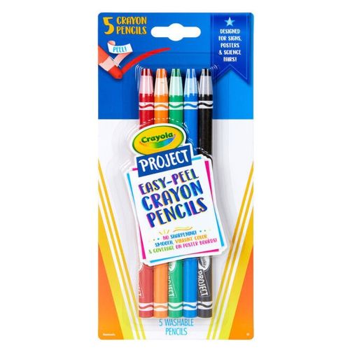 CRAYOLA - PROJECT EASY PEEL CRAYON PENCILS, 5 COUNT