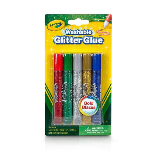 CRAYOLA - WASHABLE GLITTER GLUE PEN, 5 COUNT