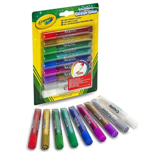 CRAYOLA - WASHABLE GLITTER GLUE, 9 COUNT