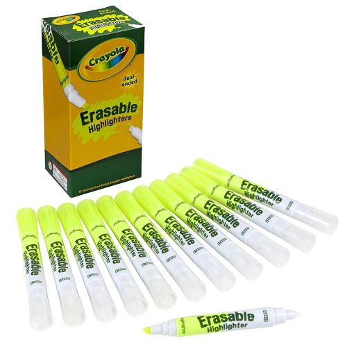 CRAYOLA - DUAL-ENDED ERASABLE HIGHLIGHTER, 12 COUNT