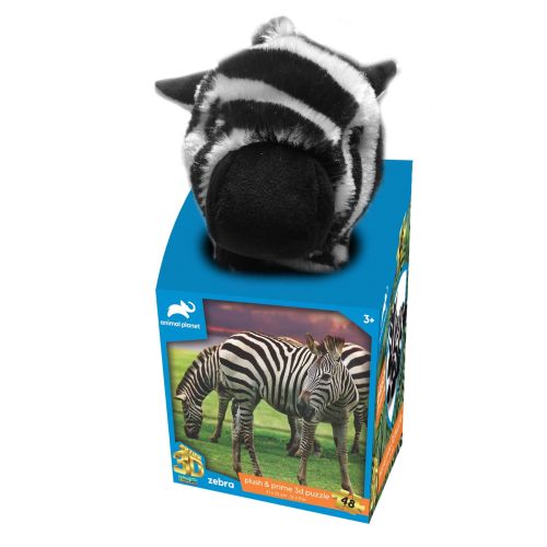 PRIME 3D ANIMAL PLANET - ZEBRA 48PC PUZZLE WITH PLUSH