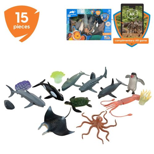 ANIMAL PLANET - OCEAN ANIMALS PLAYSET, 15 PIECES