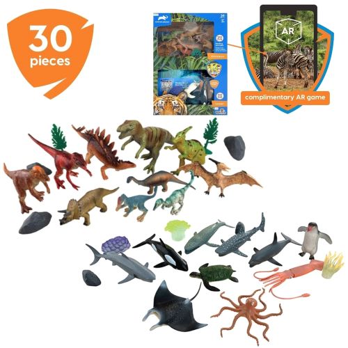 ANIMAL PLANET - DINOSAURS AND OCEAN ANIMALS PLAYSETS, 30 PIECES