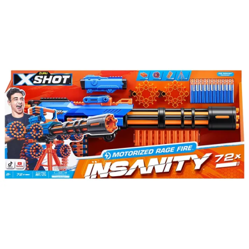 X-SHOT INSANITY-MOTORIZED AGE FIRE GATLING GUN WITH TRIPOD