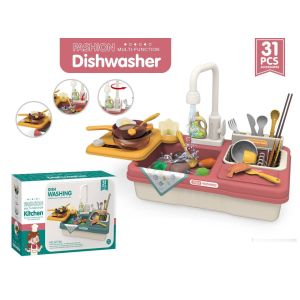 Fashion Dishwasher With Electric Circulating Water Tap, 23 Piece Set, Red