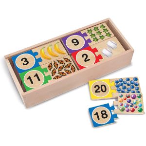MELISSA & DOUG - SELF CORRECTING WOODEN NUMBER PUZZLES WITH STORAGE BOX, 40 PIECES