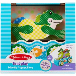 MELISSA & DOUG - WOODEN FRIENDLY FROGS PULL TOY 