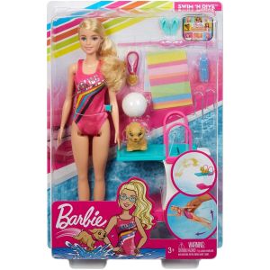 BARBIE DREAMHOUSE ADVENTURES SWIM N DIVE DOLL AND ACCESSORIES