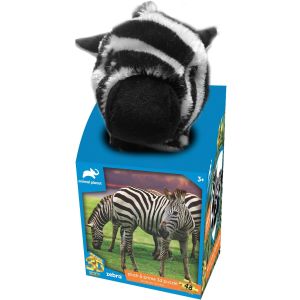 PRIME 3D ANIMAL PLANET - ZEBRA 48PC PUZZLE WITH PLUSH