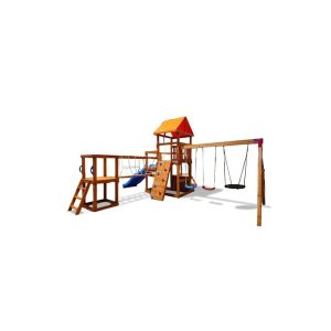 DP BRIDGEPORT SWING SET WITH CLIMBING WALL WOODEN GYMSET