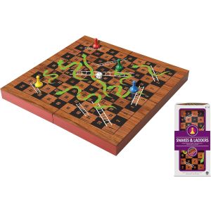 FOLDING WOOD SNAKES & LADDERS SET