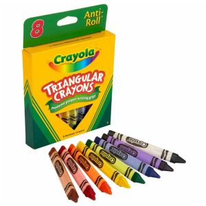 CRAYOLA - ANTI-ROLL TRIANGULAR CRAYONS, 8 COUNT
