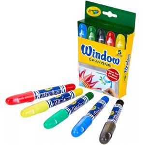 CRAYOLA - WASHABLE WINDOW CRAYONS, 5 COUNT